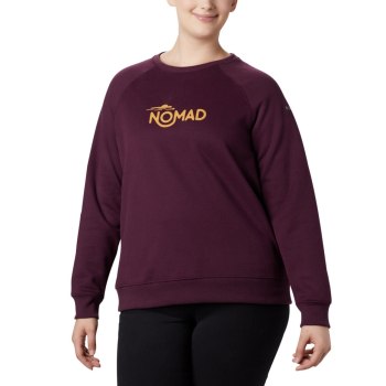Columbia Ženske Majice S Kapuljačom - Hart Mountain Long Sleeve Graphic Crew Plus Size Crne Roze | C